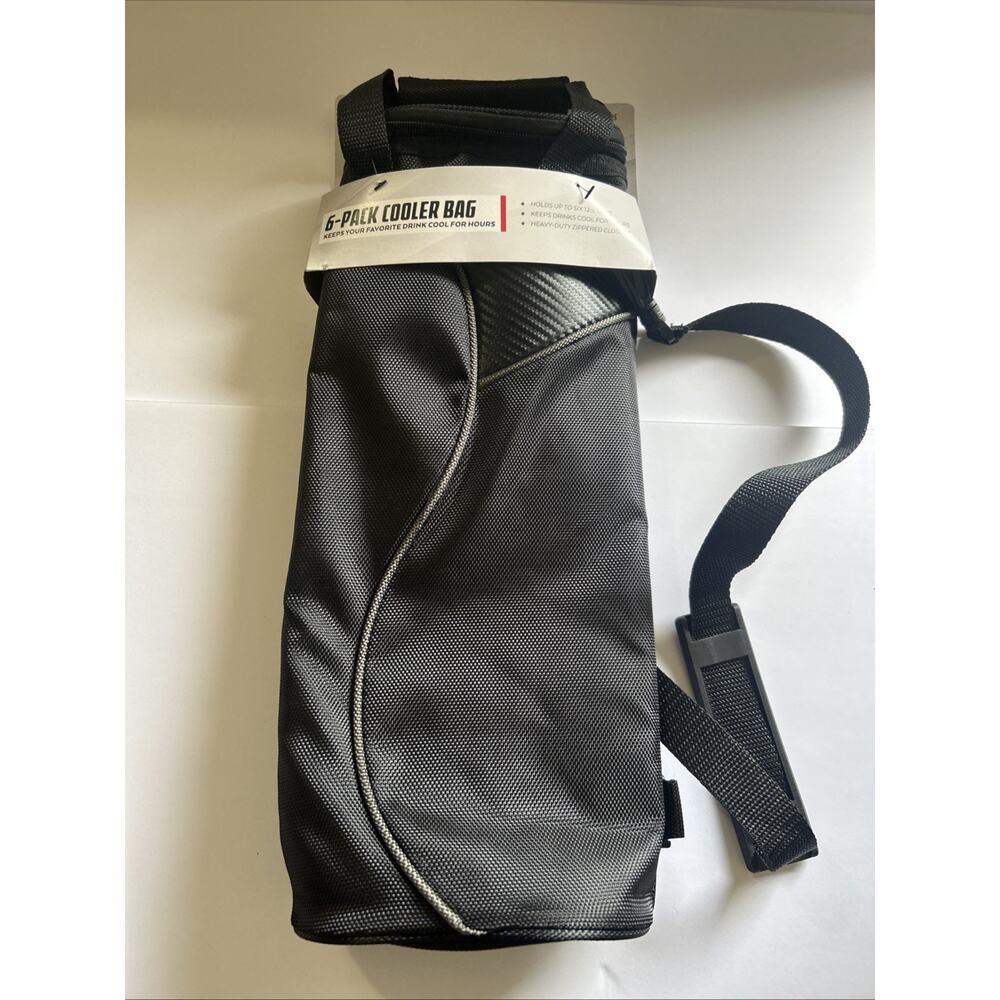 MAXFLI Golf Cooler Bag 6-Pack 12oz Cans Black Cylinder Adjustable Strap